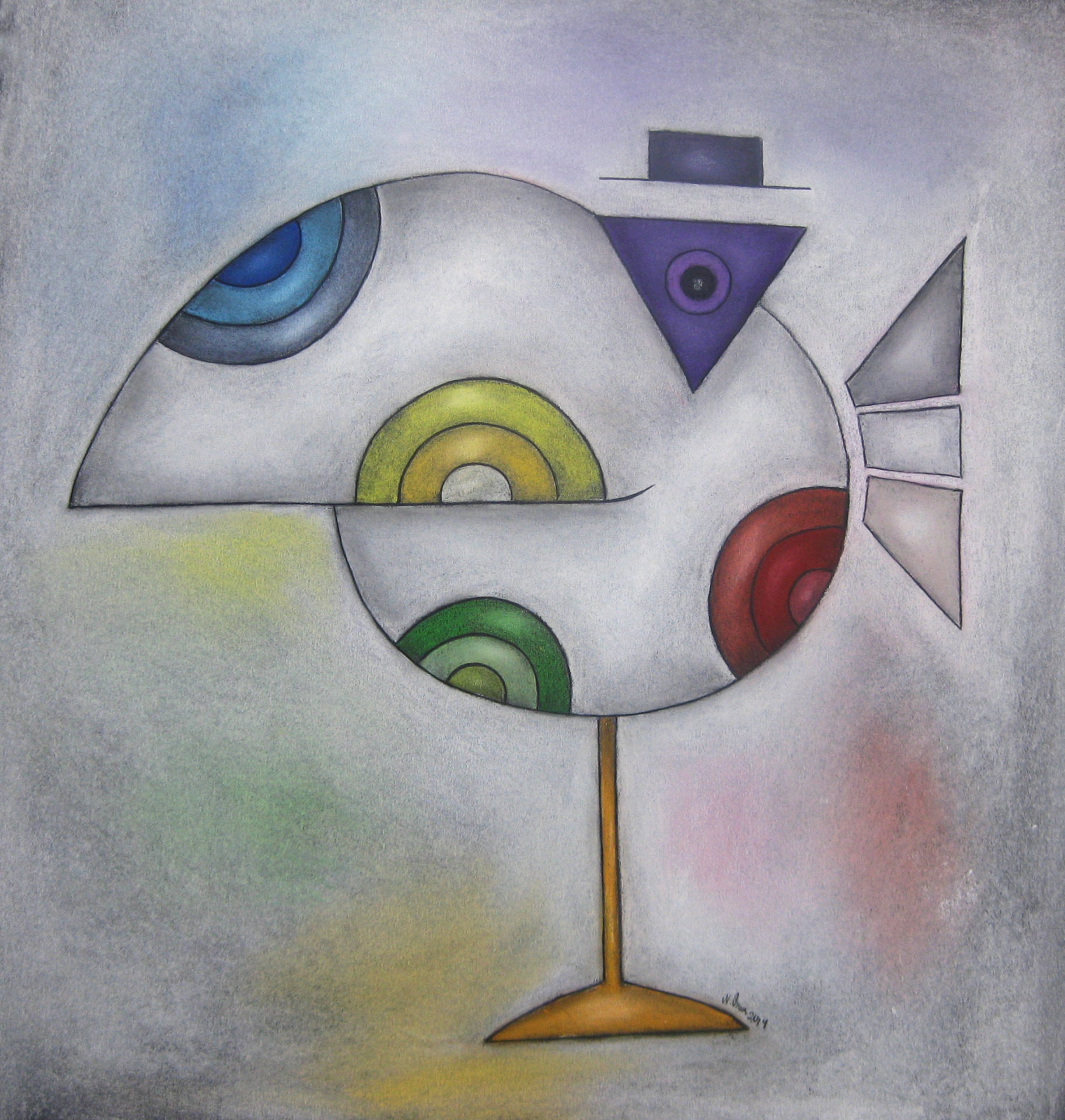Buntes Gefieder Pastell 50x50 cm